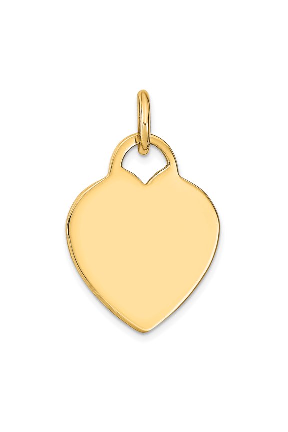 14k Yellow Gold Polished Heart Shaped Disc Charm Pendant