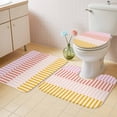 thumbnail image 4 of Abstract Stripe Bathroom Rugs Set Classic Pink Yellow Lines Art Non Slip Absorbent Soft Bath Mats 3 Piece Set with Bathroom Rug, U-Shaped Floor Mat, Toilet Seat Cover Large Size, 4 of 9