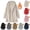 Beige, variant on Women's Corduroy Collar Barn Jacket Long Sleeve Button Down Mid Length Utility Coat with Pockets,S-2XL