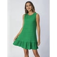 thumbnail image 2 of Women'S Ruffle Hem Sleeveless Tank Dress Round Neck Casual Smock Summer Mini Dresses Green XXL, 2 of 6