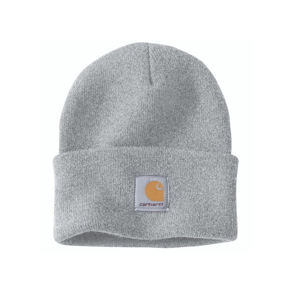 Beanie Carhartt de punto con puños, color gris jaspeado, para hombre
