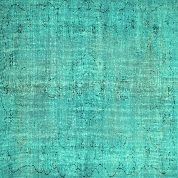 Ahgly Company Indoor Square Abstract Turquoise Blue Contemporary Area Rugs, 8' Square