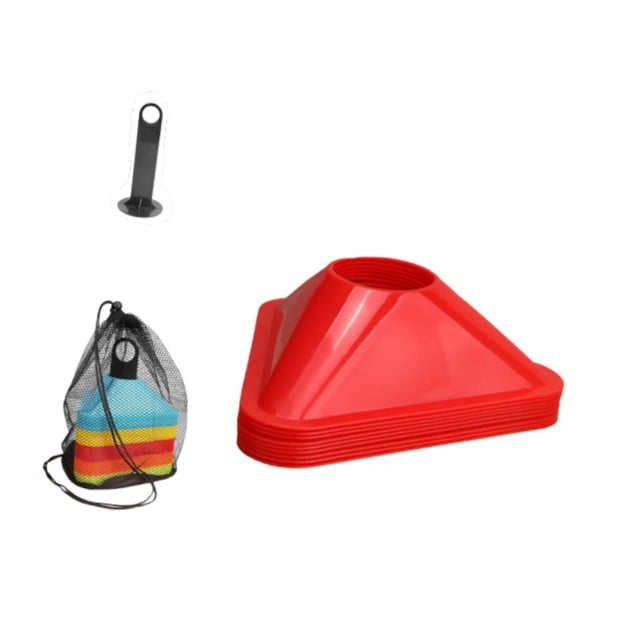 Lipstore 10Pcs Triangle Soccer Cones for Training Football Field Marking Portable Agility Red