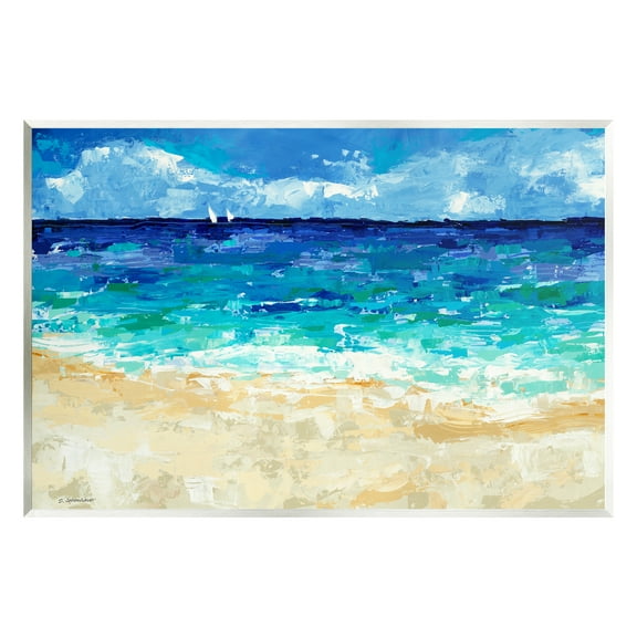Stupell Industries Modern Beach Scene Abstract Shore Coastal Painting Unframed Art Print Wall Art