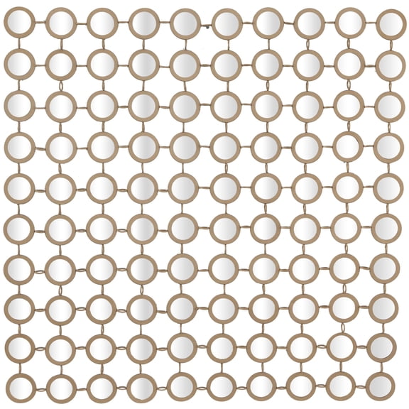 DecMode 40" x 40" Gold Geometric Wall Mirror with Grid Pattern