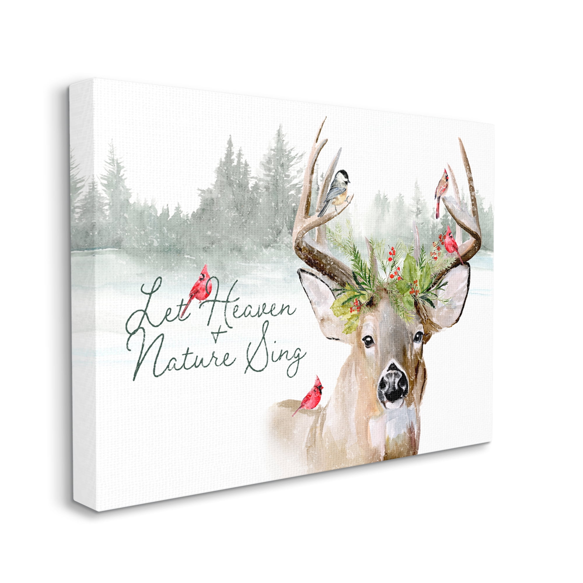 Motivational Winter Quote Red Cardinals Perched Antlers Animals & Insects Graphic Art Gallery-Wrapped Canvas Print Wall Art