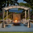 thumbnail image 5 of MeetLeisure 11'x11' Outdoor Pergola with Sidewalls, Arched Top Metal Pergola with Steel Frame & Textilene Canopy for BBQ Party Family Gathering, Beige, 5 of 7
