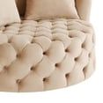 thumbnail image 5 of Benjara Swivel Accent Chair with Curved Design and Button Tufting- Beige, 5 of 7