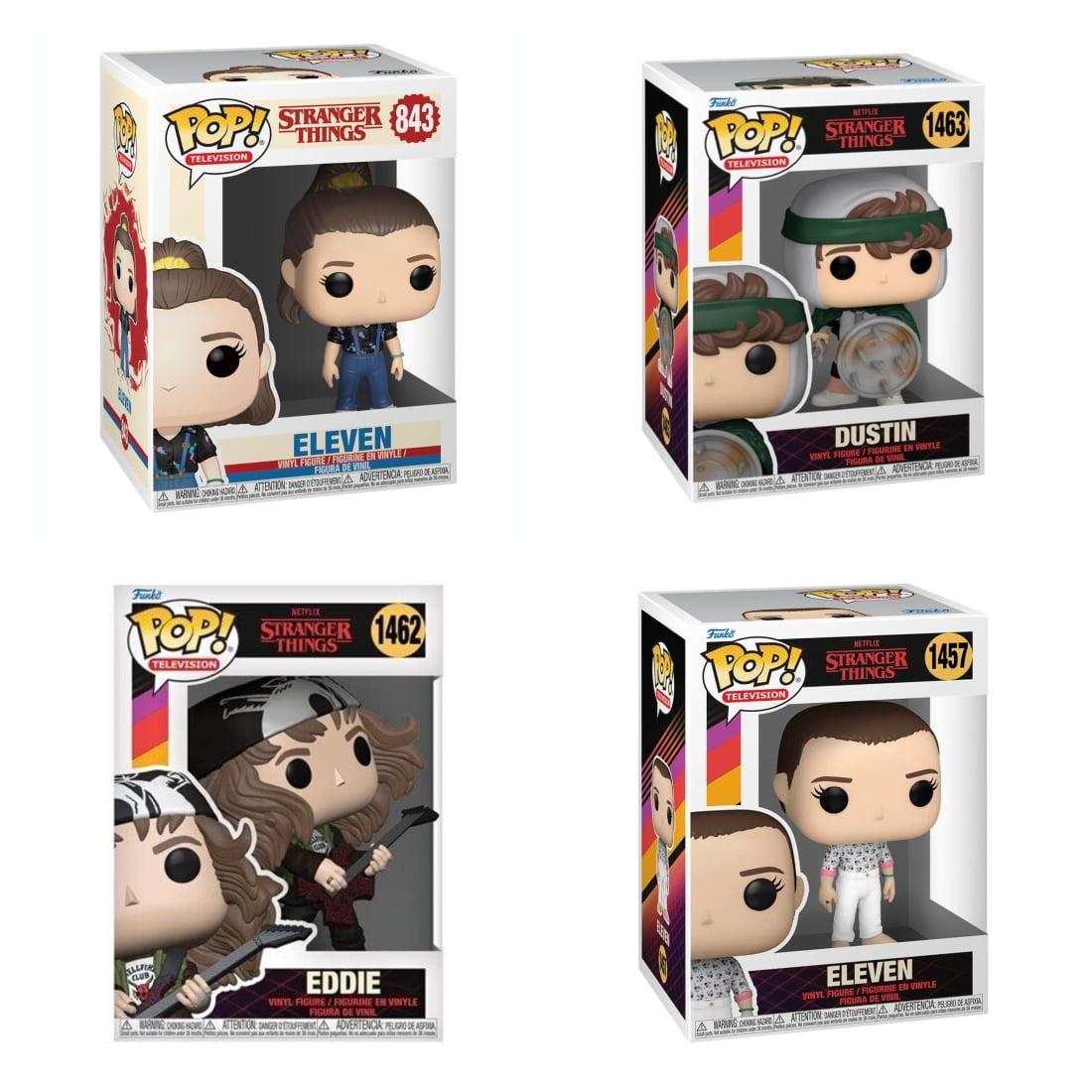 Funko Pop! 4 Pack Stranger Things: Eleven, Guitar Eddie, Shield