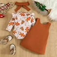 thumbnail image 5 of mgoYE 12-18 Month Girl Clothes Fall Baby Girl Halloween Outfit Long Sleeve Ribbed Romper Ghost Embroidery Overall Dress Headband Cute Fall Clothes|Brown 12-18 Months, 5 of 5