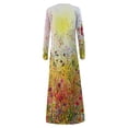 thumbnail image 5 of Vestido de manga larga irregular con dobladillo de bolsillo estampado con botones y cuello en O para mujer Fridja  nbo78, 5 of 5