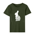 thumbnail image 4 of HOMBOM Easter Blouse Women Crew Neck Army Green Short Sleeve Easter Bunny Print T-shirt Spring Tops for Women M, 4 of 5