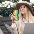 thumbnail image 5 of 20oz Coffee Tumblers Rainbow Tie Dye Mandala Pattern Stainless Steel Vacuum Insulated Travel Tumbler Coffee Cups Mug with Lid and Straw with Cleaning Brush for Cold & Hot Drinks, 5 of 5