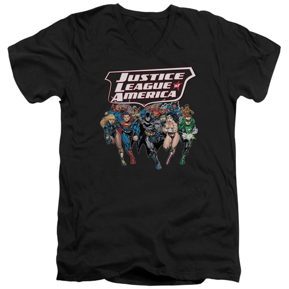 Jla - Charging Justice - Slim Fit V Neck Shirt - Medium