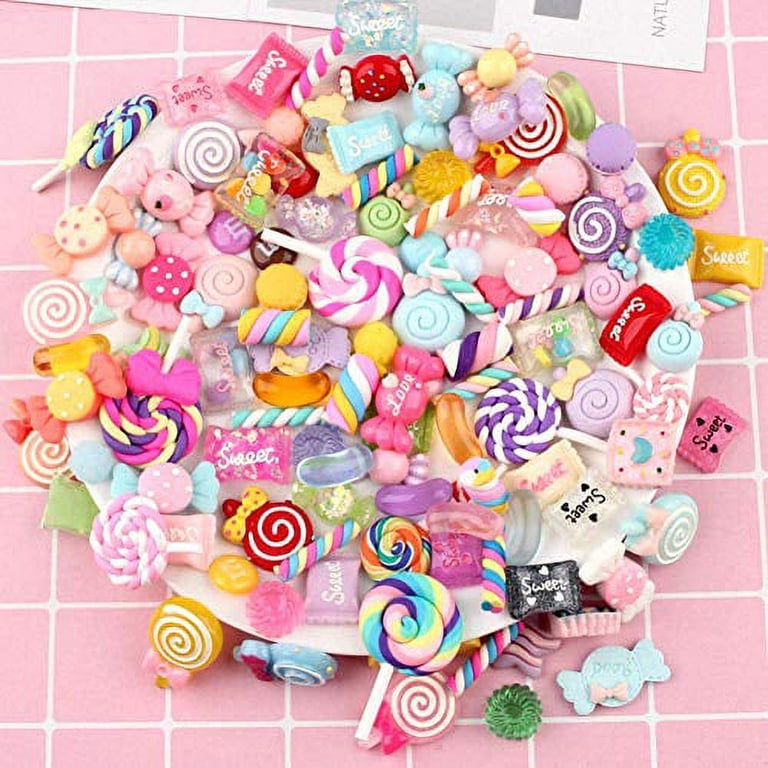100 Pièces Charmes En Résine Pour Slime - Assortiment Bonbons, Fruits, Gâteaux - Fournitures DIY, Scrapbooking, Décoration