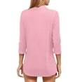 thumbnail image 2 of Casual Loose Solid Color V Neck 3/4 Sleeve Shirt For Women Graphic T Shirts for Women Womens Long Tee Shirt Workout Tee Shirts Women Solid Tee Shirts for Women Sleeve Shirt Long Sleeve T Shirt Women's, 2 of 6