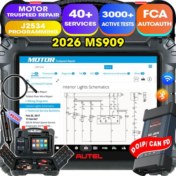 Autel Scanner MaxiSys MS909 Top Intelligent Diagnostic Scan Tool Topology 2.0, 40  Service, Active Tests, 2 Year Free Update, Same as MS Ultra MS919