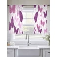 thumbnail image 5 of Purple Butterfly Sheer Curtains 54 Inch Long 2 Panels, Pink Bug Modern Art Cartoon Style Light Filtering Rod Pocket Semi Sheer Curtains, Sheer Voile Drapes for Living Room Bedroom, 52"x54", 5 of 5