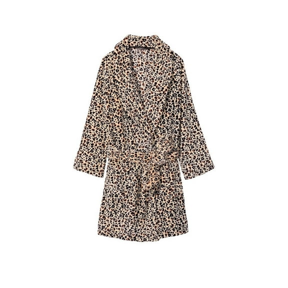Victoria's Secret Short Cozy Plush Robe Spotty Leopard Size XL/XXL New