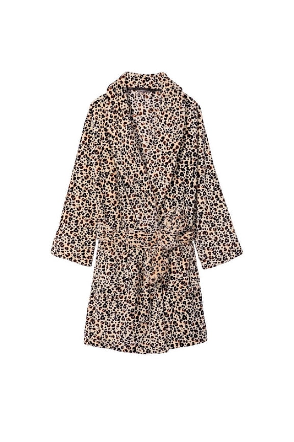 Short Cozy Plush Robe Spotty Leopard Size XL/XXL New