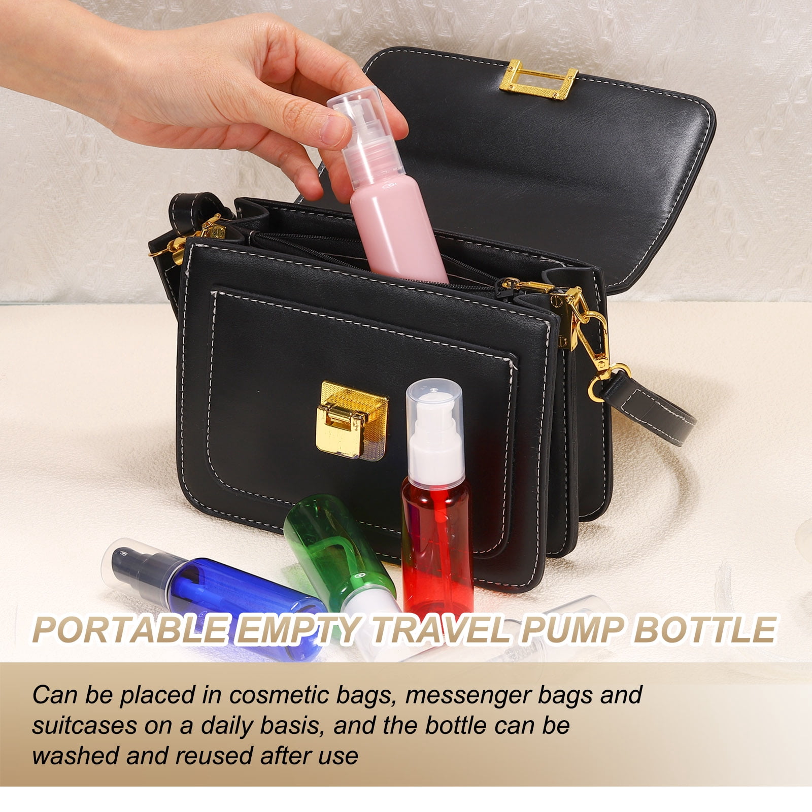 Uxcell 10Pcs Travel Pump Bottle, Empty Pump Bottle Dispenser, 1.7oz Clear Red