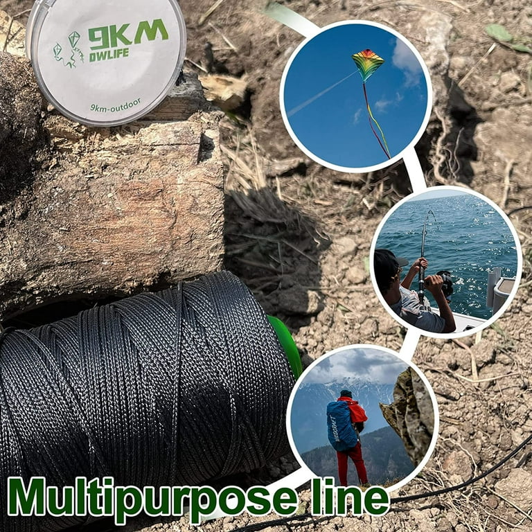 9KM DWLIFE Black Kevlar Cord, High Tensile Strength, Flame Resistant, Braided  Fishing Line, Wind Chime String, Kite Line, Camping, Model Rocket, Outdoor  Survival Strong String (400lb 1.6mm 100Ft) 