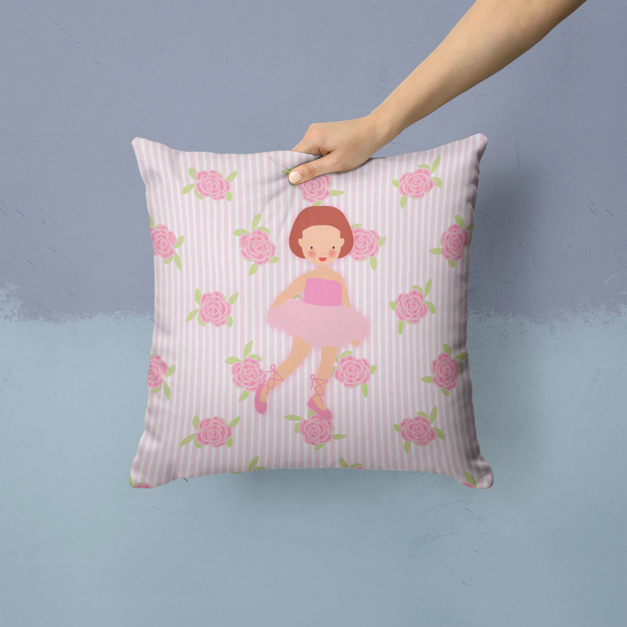 Carolines Treasures BB5191PW1414 Ballerina Red Short Hair Fabric Decorative Pillow  14Hx14W multicolor