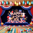 thumbnail image 4 of Firework Design Independence Day Celebration Banner Decorative Balloons Patriotic Theme Stars and Stripes Happy Fourth of July for Outdoor Party National Holiday Event Festive Gathering, 4 of 7