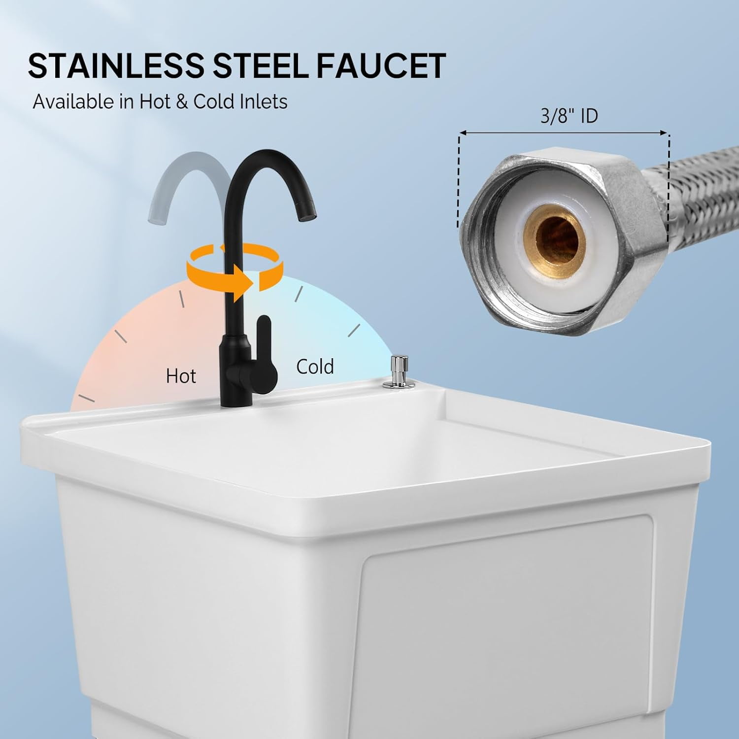 Ktaxon Freestanding Utility Sink Laundry Tub, with Stainless Steel Faucet, for Washing Room