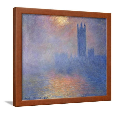 Houses of Parliament, London, with the Sun Breaking through the Fog by Claude Monet Framed Print Wall Art