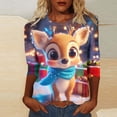 thumbnail image 2 of Weiqiqre Women Fall Clothes 3/4 Length Sleeve Loose Fit Crewneck T Shirts Cute Christmas Three Quarter Length Tunic Tops, 2 of 6