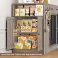 thumbnail image 5 of Homfa 59'' Large Double Dog Crate Furniture with 3 Drawers and Side Cabinet & Shelf, Indoor Wooden Dog Kennel with Removable Divider for 2 Medium or Large Dogs, Gray, 5 of 7
