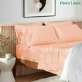 thumbnail image 2 of True Luxury 600 Thread Count Pima Cotton Sheet Set for QUEEN Size ( 60" x 80" ) Mattress Fits 10-12 Inches Fully Elastic Deep Pocket ( Stripe, Peach ), 2 of 6