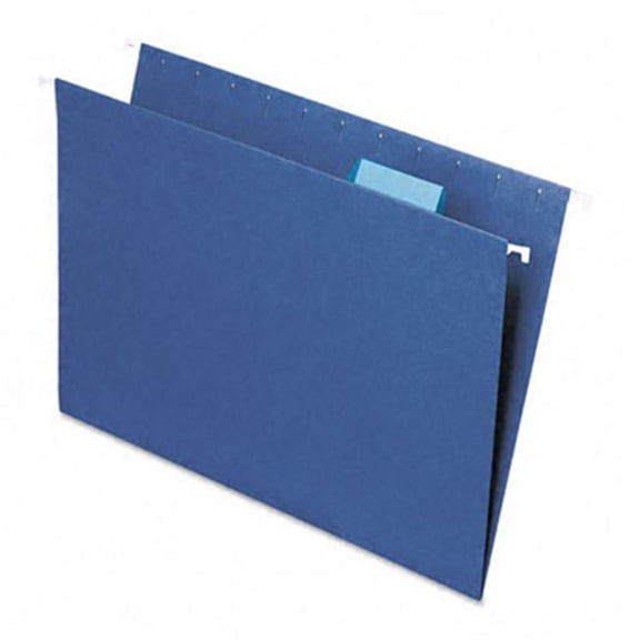 Hanging File Folders- 1/5 Tab- 11 Point Stock- Letter- Navy- 25/Box