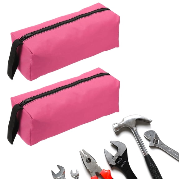 Uxcell 2pcs Zipper Utility Tool Bag 11.8x4x4 Inch Multi-purpose Oxford Cloth Tote Tool Pouch Small Organize Bags, Pink