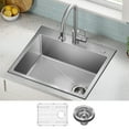 thumbnail image 2 of KRAUS Fairlane 25” Drop In / Top Mount Single Bowl 18-Gauge Stainless Steel Kitchen Sink, 2 of 7