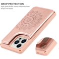 thumbnail image 6 of Fit iPhone 13 Pro Max Wallet Case with RFID Blocking Card Holder,PU Leather Double Magnetic Buttons Stand Flip Wrist Lanyard Strap Back Cover for iPhone 13 Pro Max 6.7",Mandala Print Rosegold, 6 of 14
