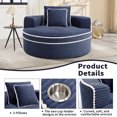 thumbnail image 4 of Leumius Oversized Round Chaise Lounge Chair Indoor, Upholstered Sofa Bed With Deep Seat and Cupholders,Cozy Boneless Chaise with High Density Memory Foam for Living Room,No Assembly,Blue, 4 of 11