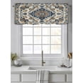 thumbnail image 4 of Navy Blue Brown Southwestern Curtain Valances for Windows, Boho Retro Geometric Ethnic Kitchen Valance Window Treatment, Light Filtering Block Curtains for Bathroom/Bedroom/Living Room 42'' x 18'', 4 of 9