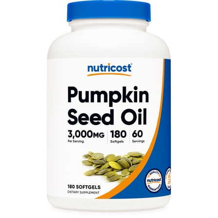 Nutricost Pumpkin Seed Oil (3,000mg) 180 Softgels - GMO-Free, Gluten-Free, Dietary Supplement, 60 Servings