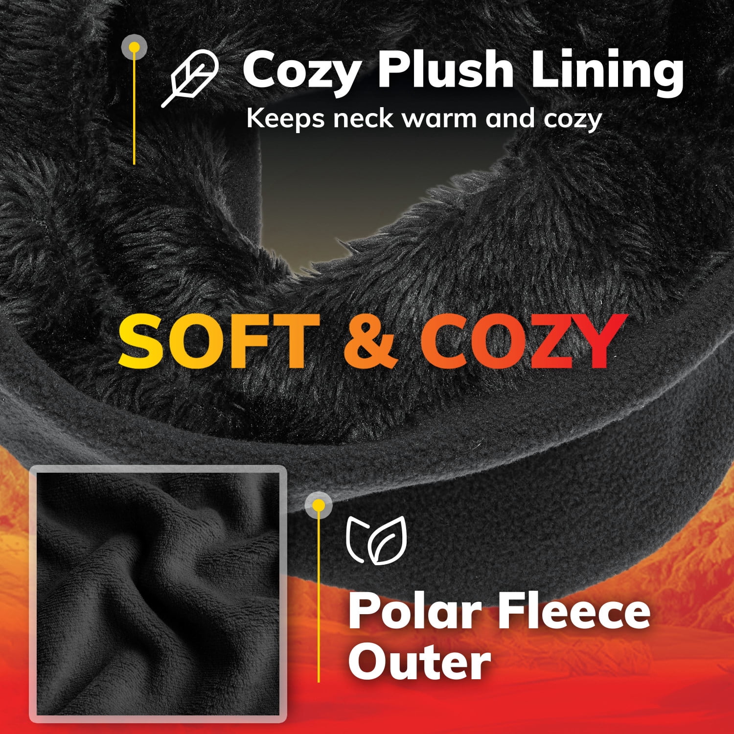 Hot Threadz Heated Neck Warmer 3 Heat Settings Polar Fleece & Arctic Plush Rechargeable Black