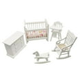 thumbnail image 3 of kusrkot 5Pcs/Set Modern 1/12 Scale Miniature Wooden Rocking Horse +Crib +Cabinet Set for, 3 of 9