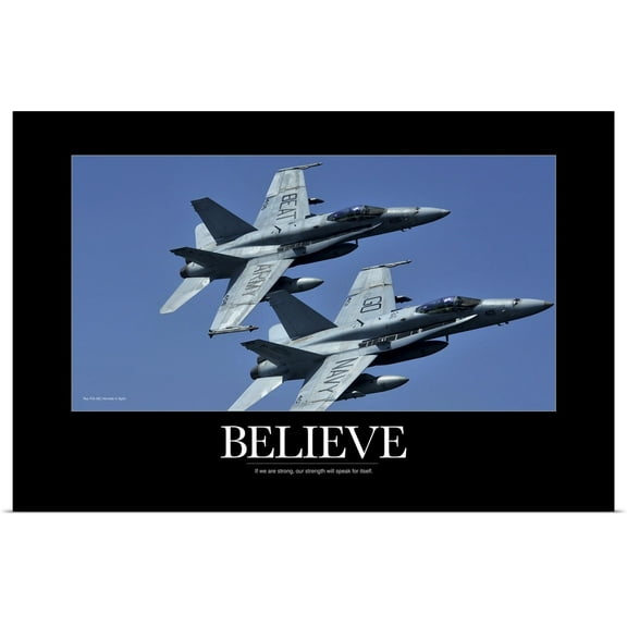 Great BIG Canvas | Rolled Kate Lillyson Poster Print entitled Military Poster: Two F/A-18C Hornets in flight