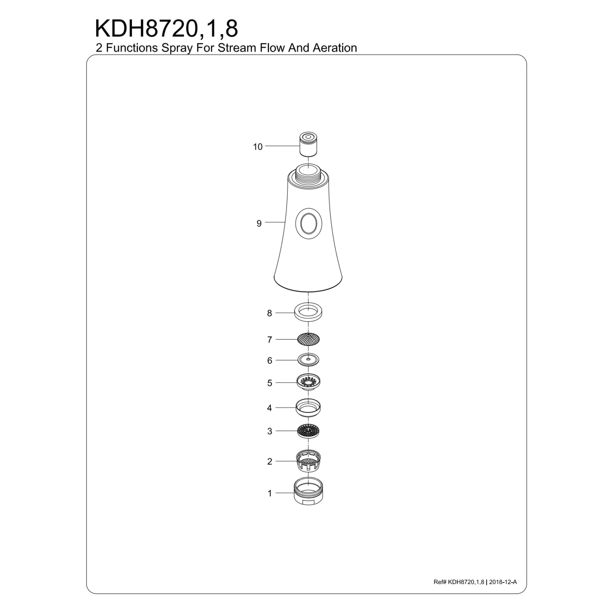 Kingston Brass KDH8728 Pull-Down Kitchen Faucet Sprayer Head, Brushed Nickel