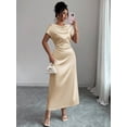 thumbnail image 6 of Champagne Satin Cowl Neck Short Sleeve Maxi Dress For Elegant Day Or Evening Wear, 6 of 6