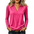 thumbnail image 5 of Garbnen Polo Shirt Women V Neck Women's Long Sleeve Shirt Casual Fitted Outdoor Lightweight Trendy Office Golf Shirts Women M, 5 of 8