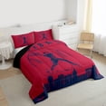 thumbnail image 3 of Homewish Cartoon Baseball Athlete Queen Comforter Set for Kids, Cartoon Ball Gaming Bedding Sets, Crismon Blue Stripes Reversible Bedding Comforter Set, Breathable Home Decor, 3pcs, 3 of 8
