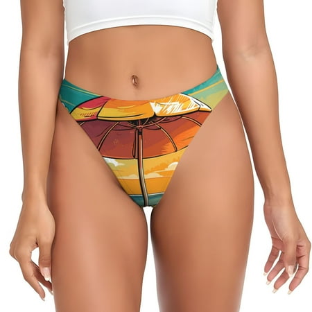 Rateoe Vintage Beach Sunset Pattern Seamless Women Underwear Thongs No Show Ladies Thong No Line Breathable Comfortable Panties Undies for Women-Large
