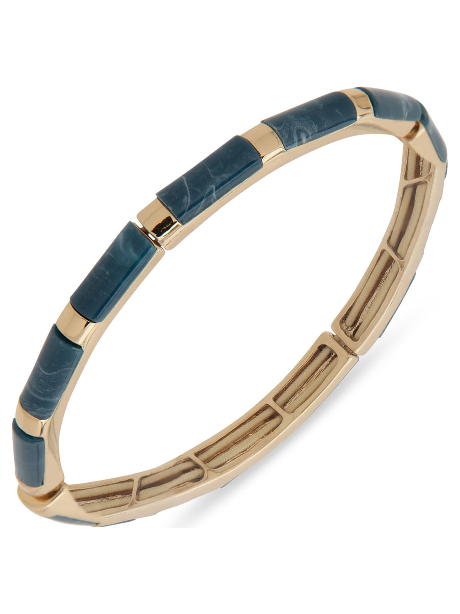 Chaps Womens Gold Tone Teal Stretch Bracelet