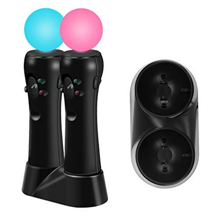 LIDIWEE Dual Charger Dock for Playstation Move Controller, USB Charging Station Compatible to PS3 / PS4 VR Motion